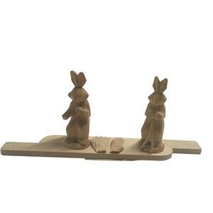 Vintage Hand Carved Wood Action Rabbit Bunny CEHOKOC Made In HRPYWKH Russia RARE